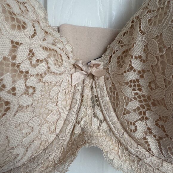 NWT Victoria’s Secret Body Beige Nude Lace Bow Lined Demi Bra Underwire 34DDD - Picture 3 of 6
